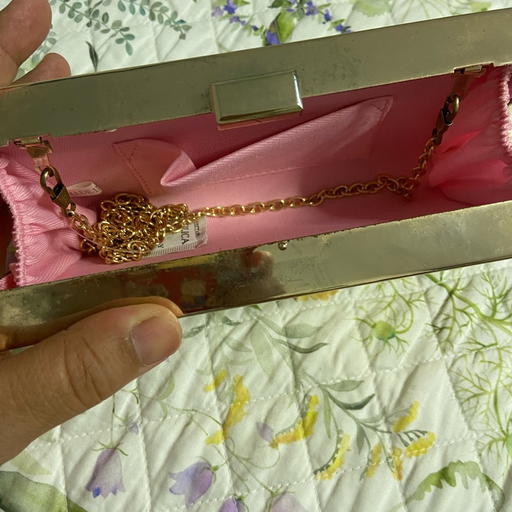 #1- Pink Holographic Rectangular Snakeskin Clutch… - image 8